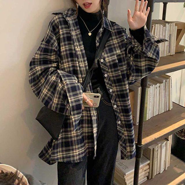 계절감물씬 체크 셔츠 남방 활용도 굿 폴드체크셔츠_EJ5453