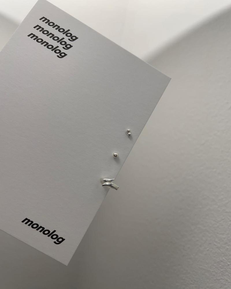 [모노로그] 데일리 웨이브 원터치 심플 여자 실버 피어싱 세트 P069