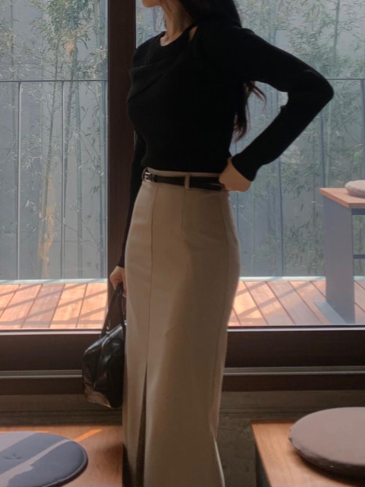 (무배)벨트 세트 H라인 트임 스커트 (3 colors)