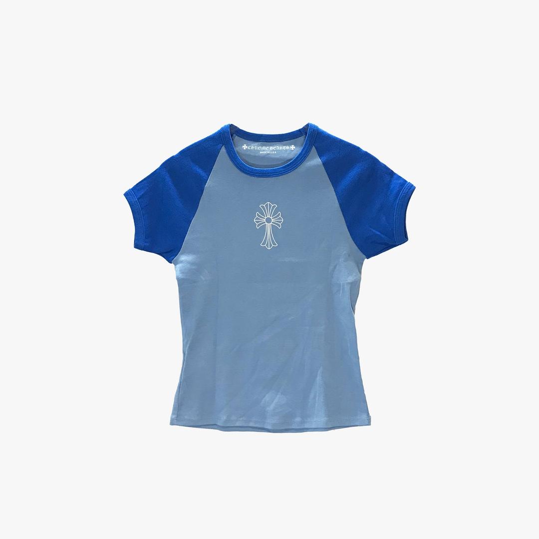 Chrome Hearts Baby Blue Crop Top Short Sleeve T-Shirt - S