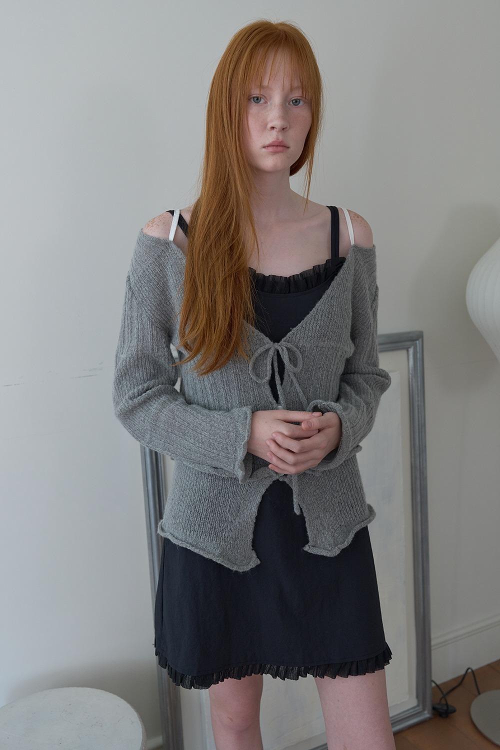 MOHAIR RIBBON CARDIGAN [GREY]