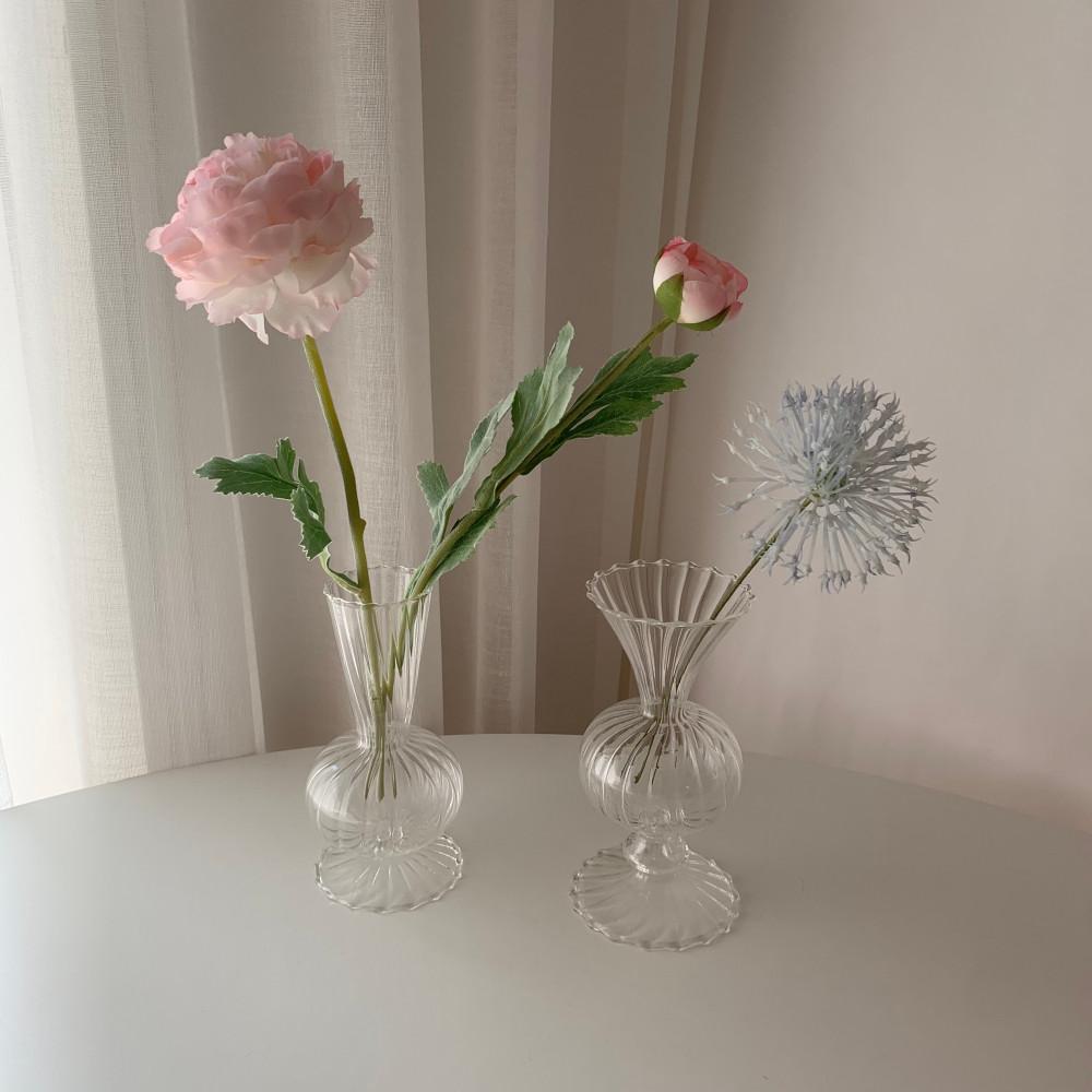투명 라인 글라스 유리 꽃병 인테리어 오브제 화병