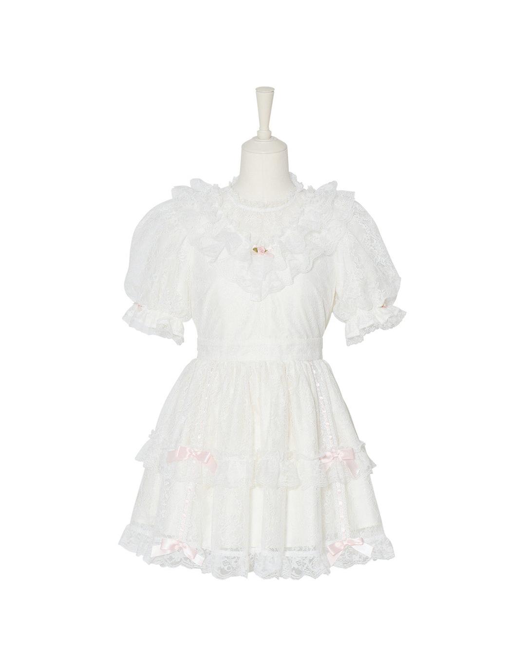 Rosy doll lace onepiece／Fiorforte - WHITE / FREE