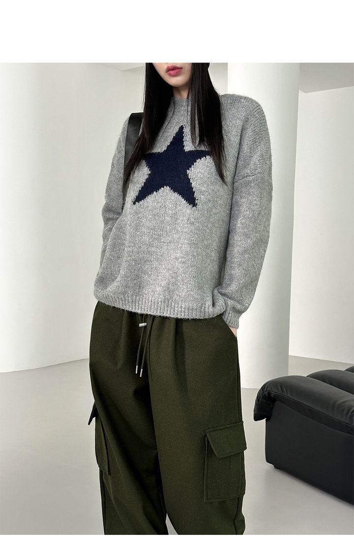 테난 하이틴 스타 별 라운드 니트