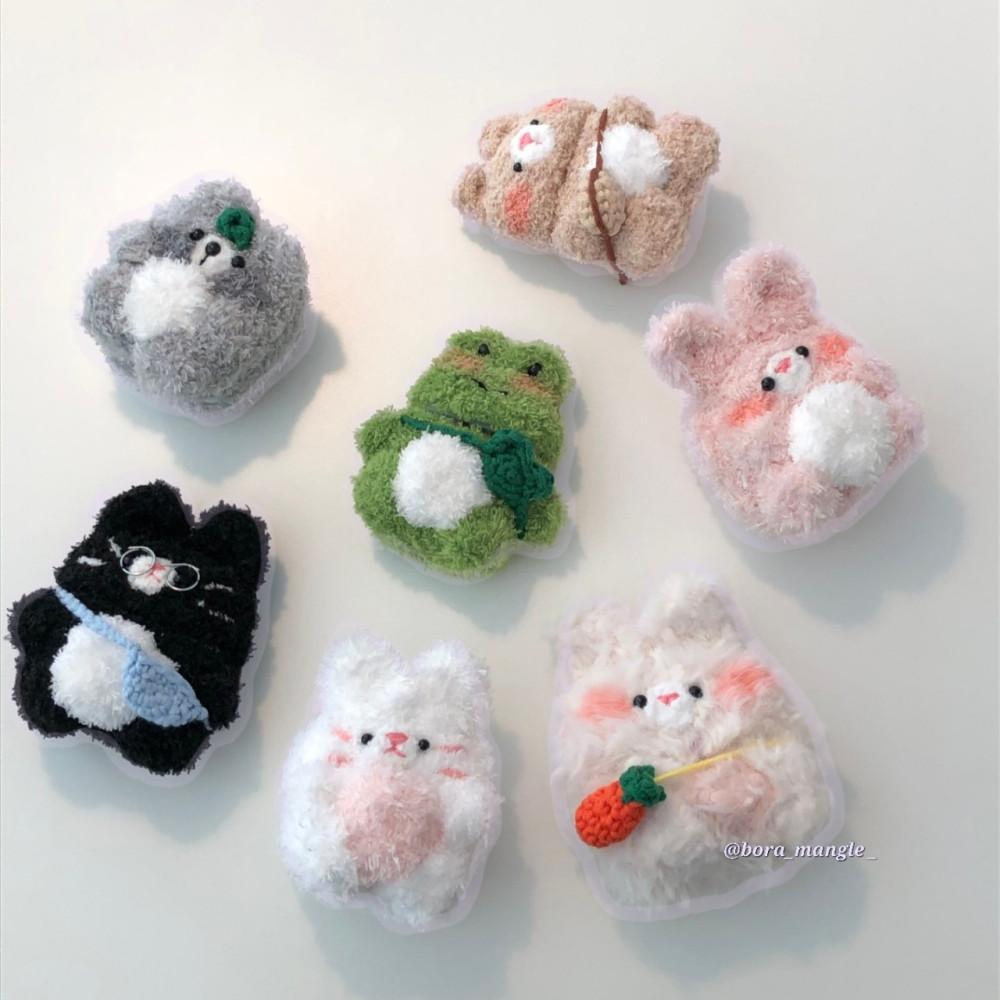 보라맹글 동물 뜨개 에어팟 버즈 케이스