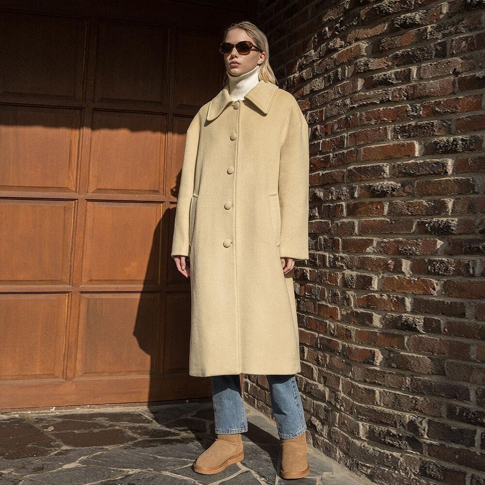 [클렛] EXCLUSIVE WOOL SINGLE LONG COAT LIGHT YELLOW