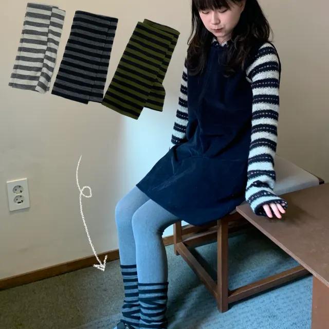 스트라이프 단가라 카키 워머 레그워머 암워머
