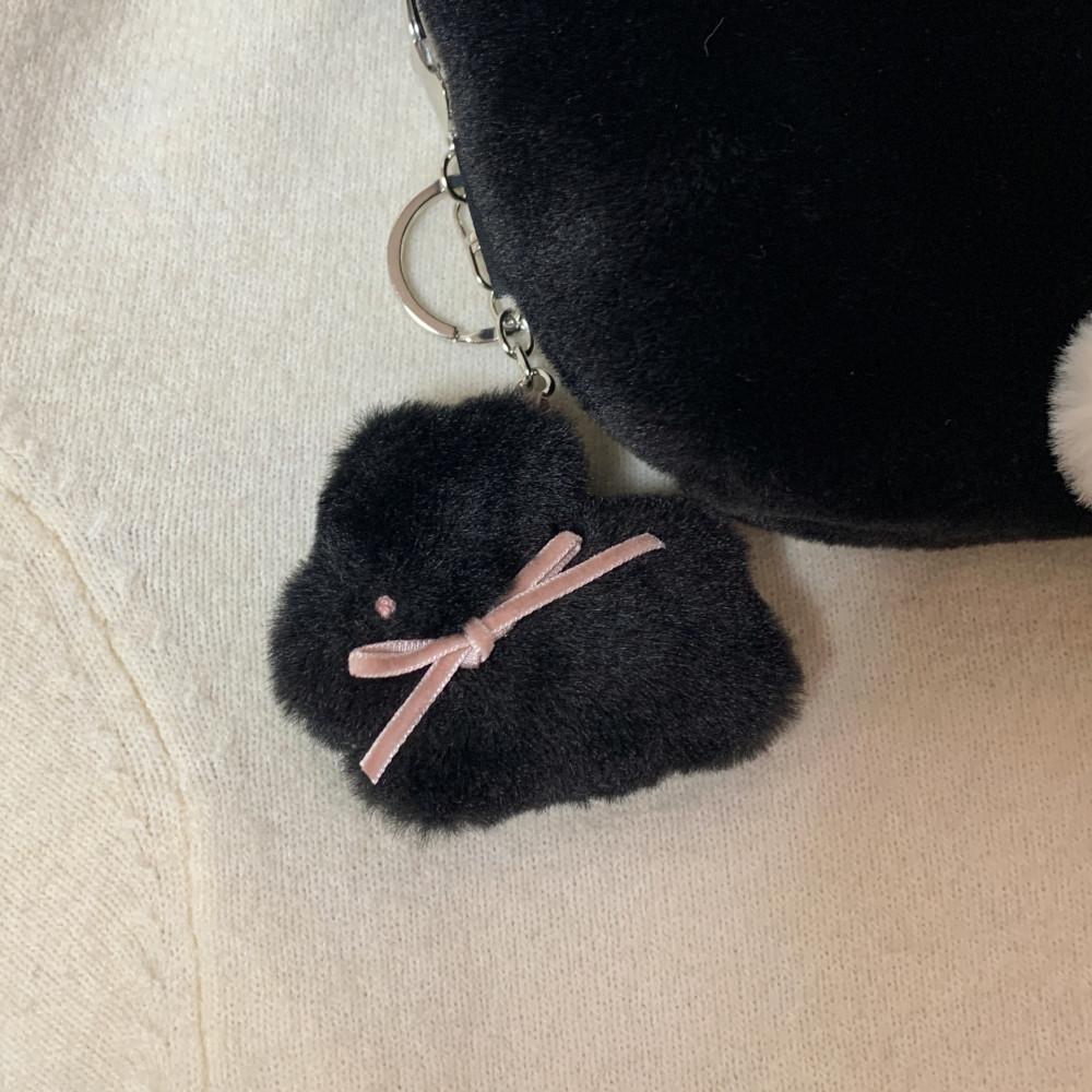 Cotton bunny popo keyring black 솜토끼 버니포포 키링 & 폰줄 블랙
