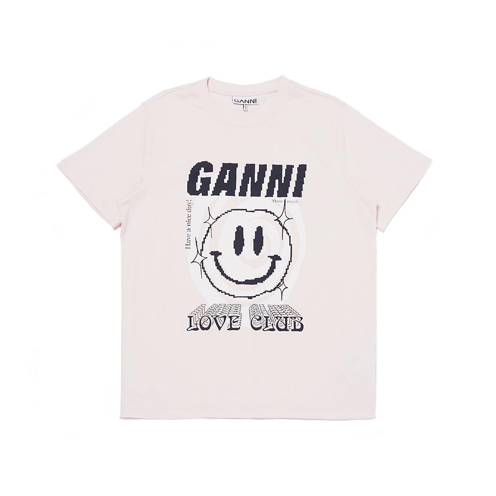 22SS 가니 러브 클럽 스마일 로고 티셔츠 - 라이트 라일락 (T3139 3575 428)