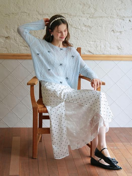Cest_Polka dot lace layered skirt