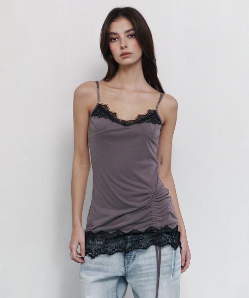 Pia Lace Slip Mini Dress (Vintage Grey)