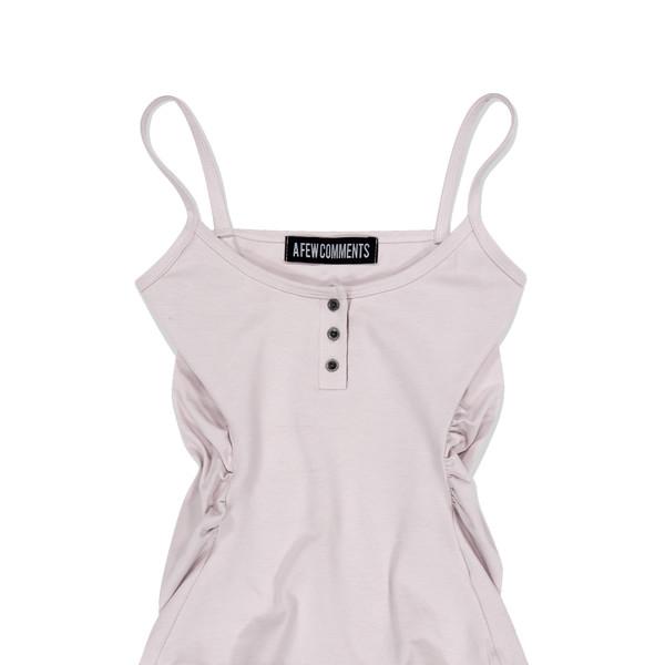 Metal button shirring tank top raw