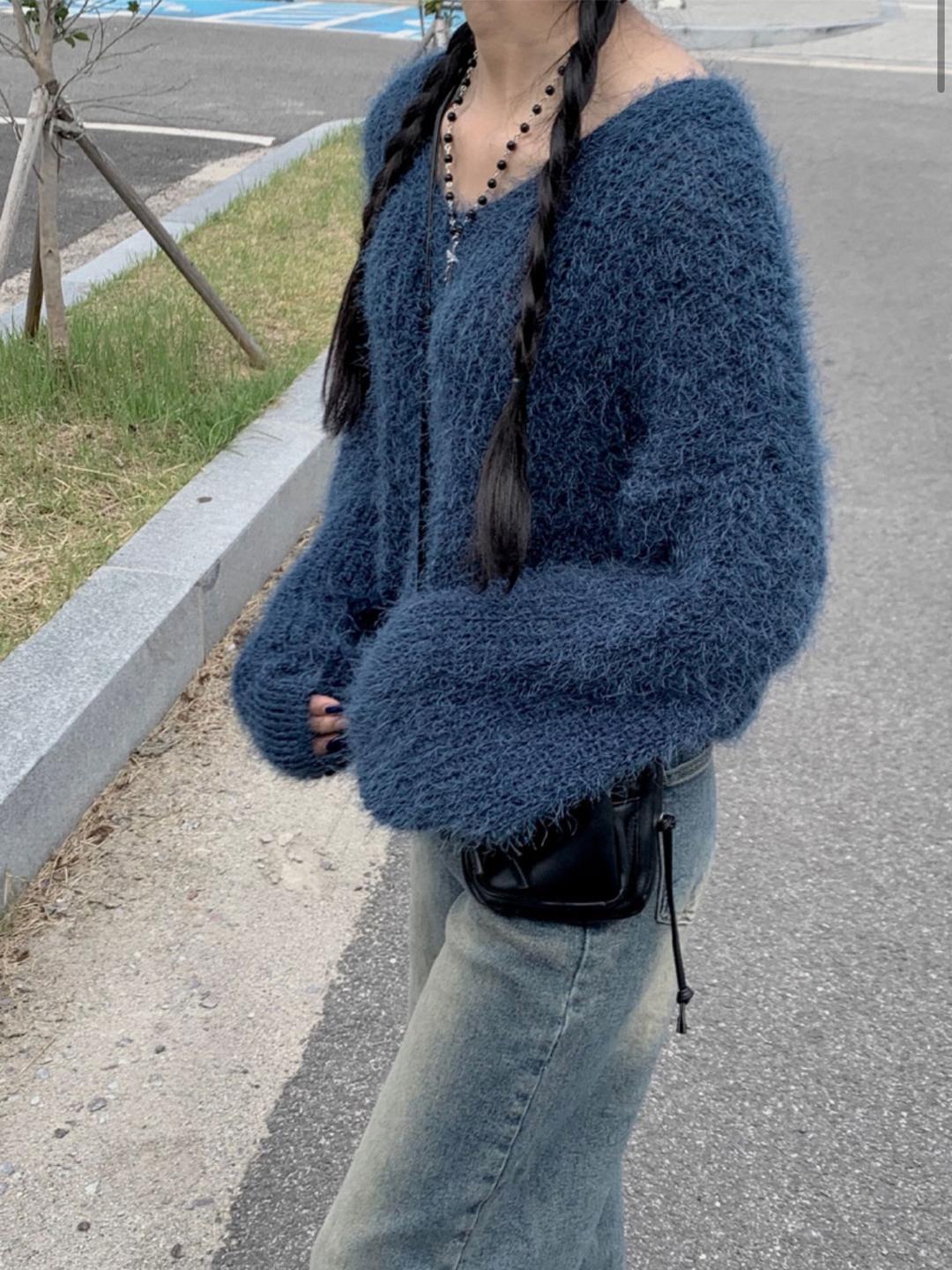 당일발송* 스웨 보트넥 부클 니트 - 앙고라니트/겨울니트/브이넥니트/오버핏니트/깃털니트/앙고라브이넥니트/앙고라보트넥/입술넥니트/여리니트/청순여리/여친룩/