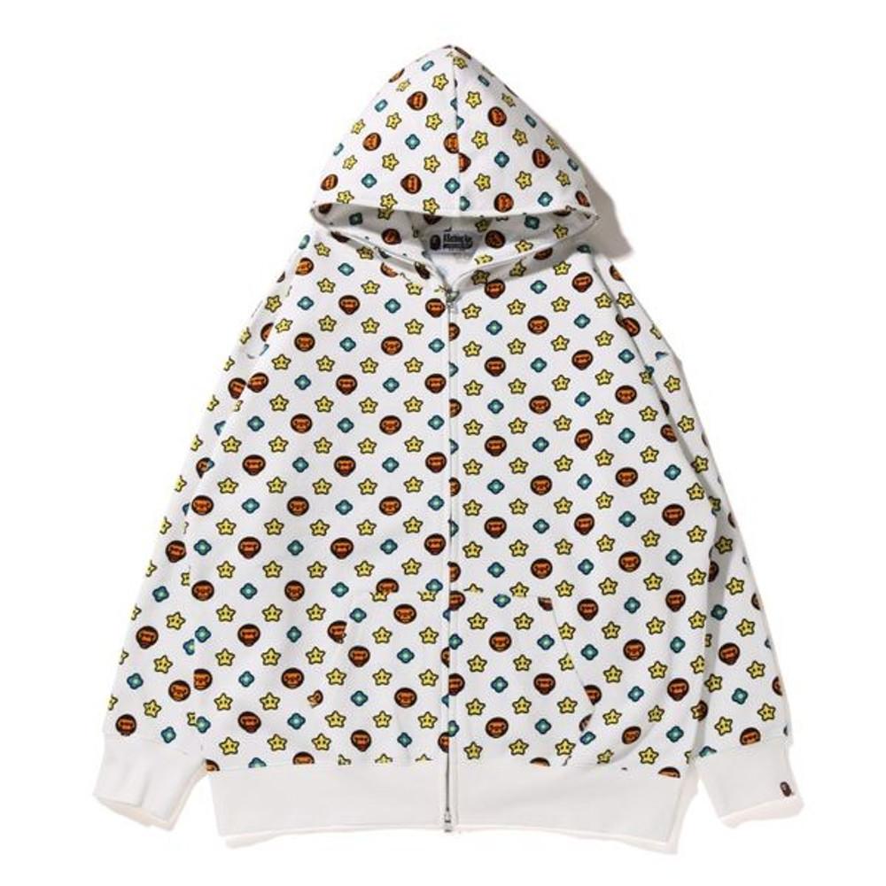 베이프 일본 MILO MONOGRAM OVERSIZED FULL ZIP HOODIE L - 화이트 115518