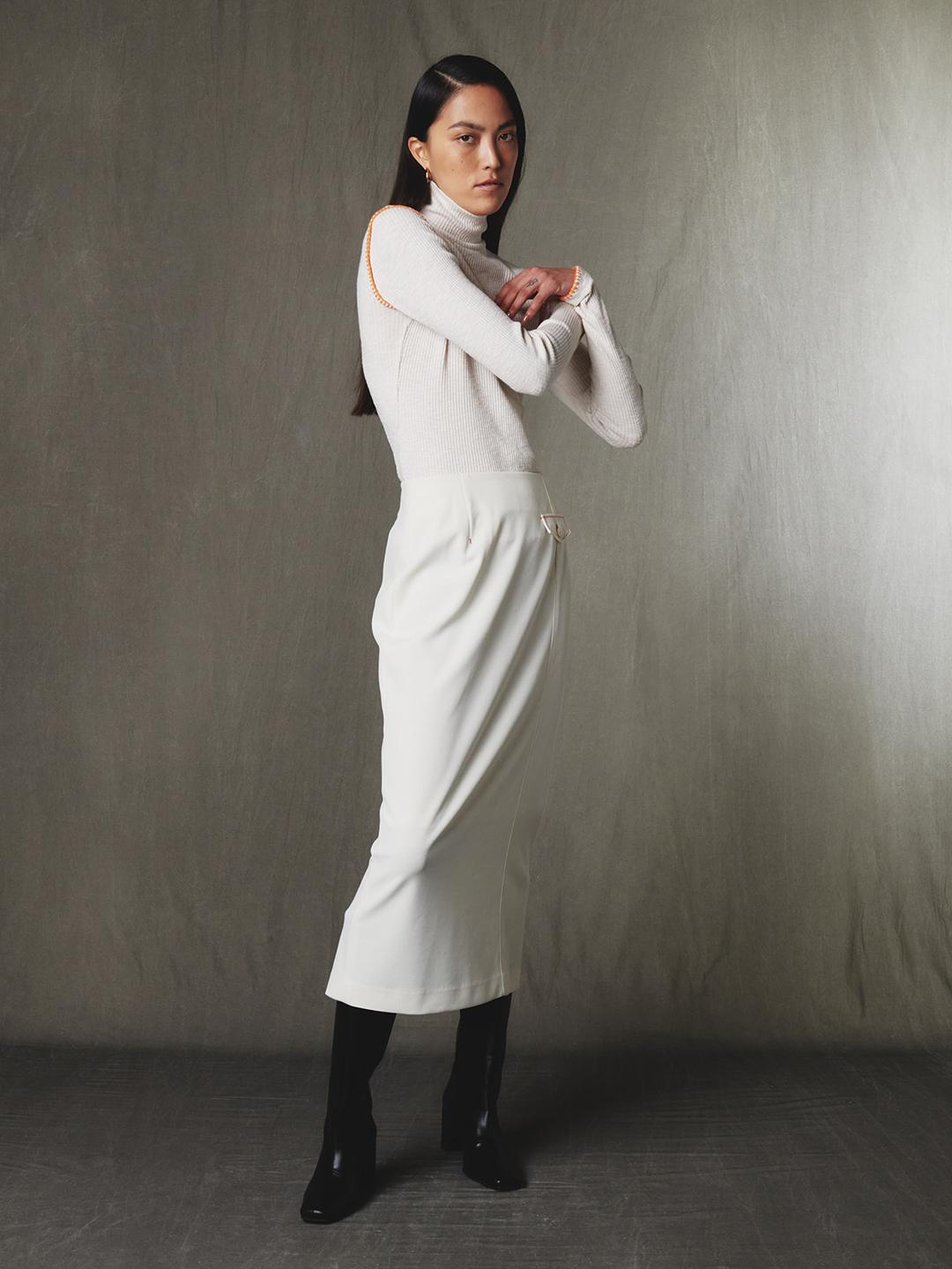 Crepe Jersey Skirt Cream