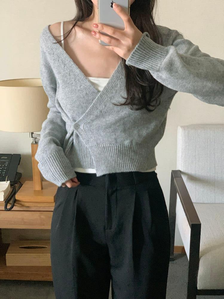 [드뮤어룩/출근룩/하객룩] 포터 투웨이 랩 가디건 (4color)