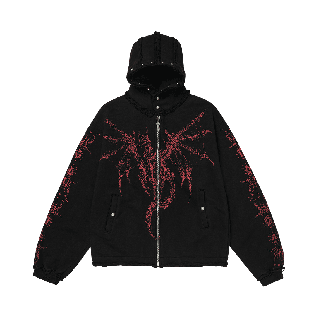Dragon Stud Zip-up hoodie