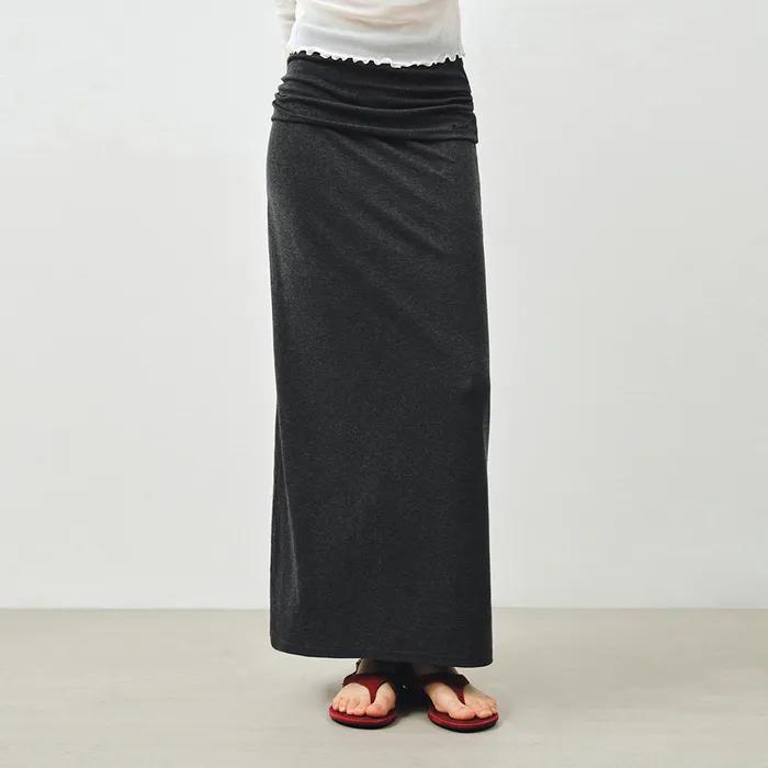 폴더블 밴딩 롱 스커트 차콜 MDSK034CHARCOAL