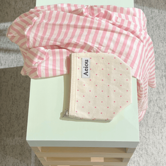 Aeiou Basic Pouch (M size) Candy Dot Pink