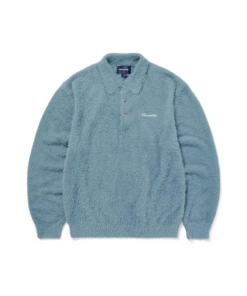 SCT-Logo Shaggy Knit Polo Light Blue