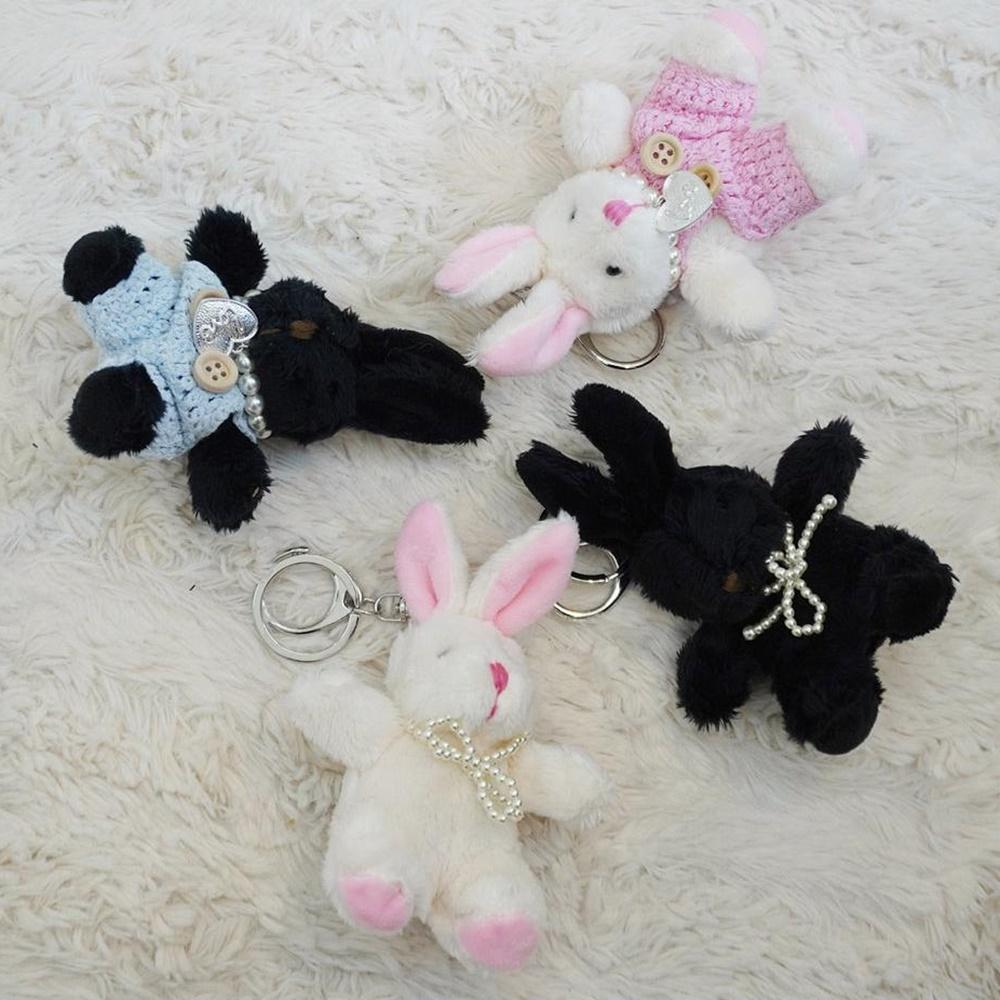 키치 블랙  버니 토 끼 검은 토끼 키링 인형 4type [까만 검정 가방 걸이 열쇠 고리 귀여운 뽀글이 선물 백팩인형]