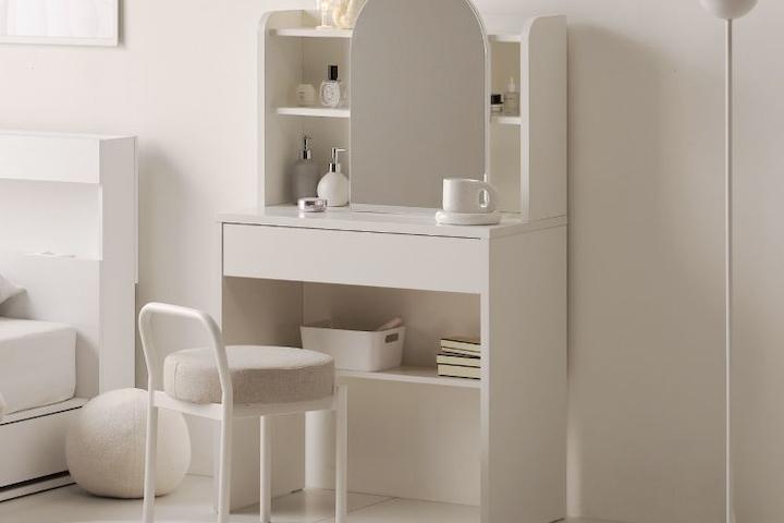 데이지 콘센트 화장대 2colors (원형거울/슬라이딩거울/스툴 선택)