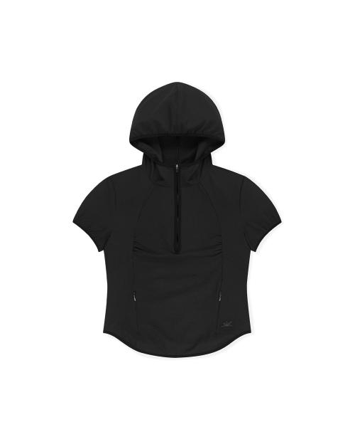W Soar Half Zip Hooded Top Black