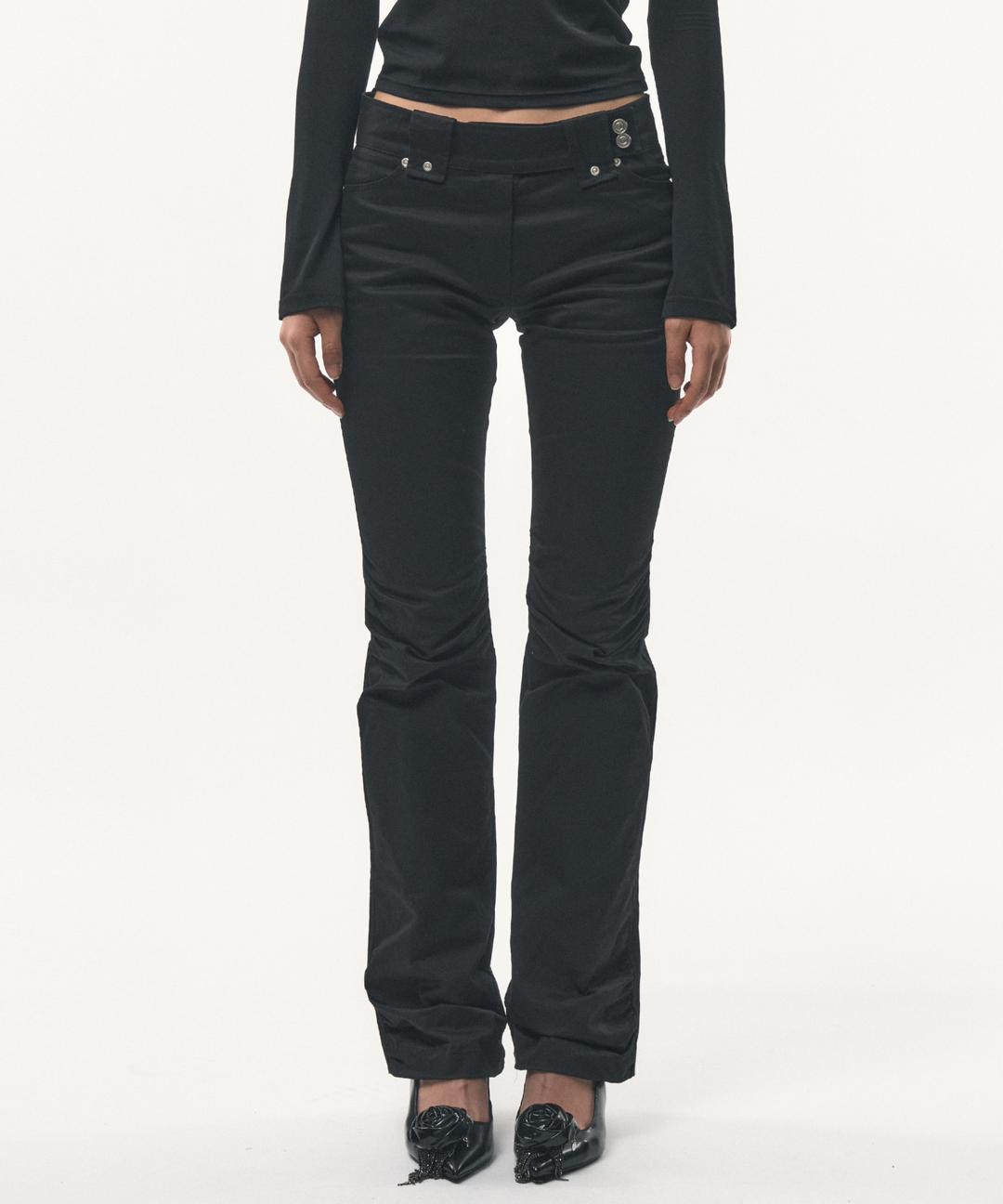 shirring boots cut pants (black)