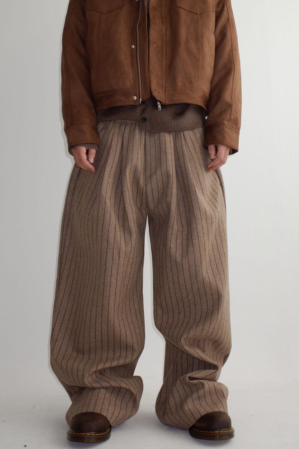 stripe two tuck wide pants (wool)