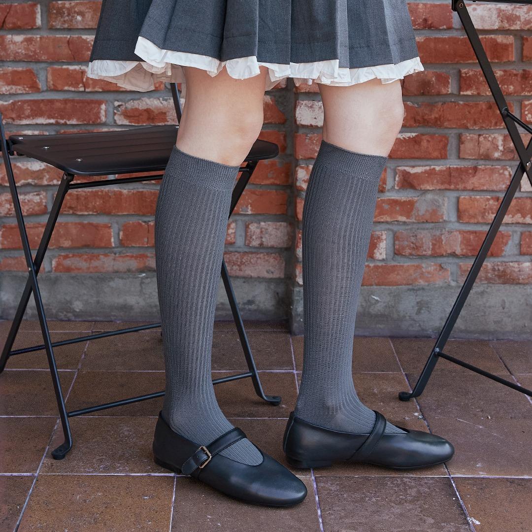 STW126-2 Fine Merino Wool  Knee-high: M.Grey