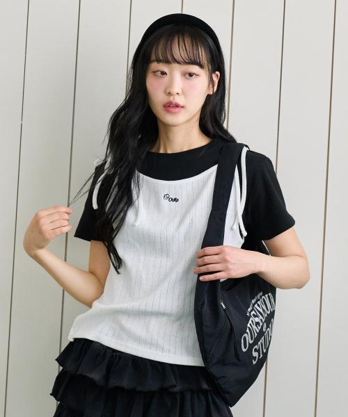 나시 레이어드 플라워 티 화이트