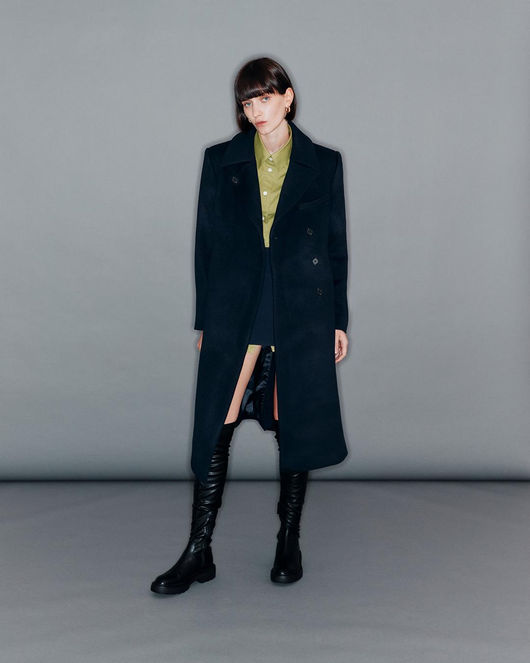 BARNARD Double breasted wool coat Dark Navy