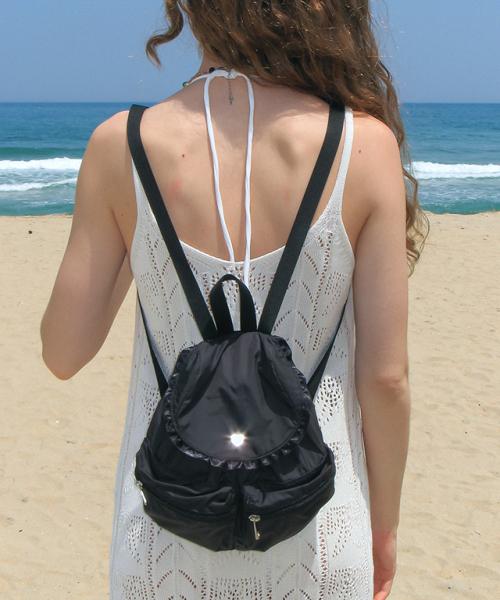 RUFFLE POINTED MINI BACKPACK BLACK