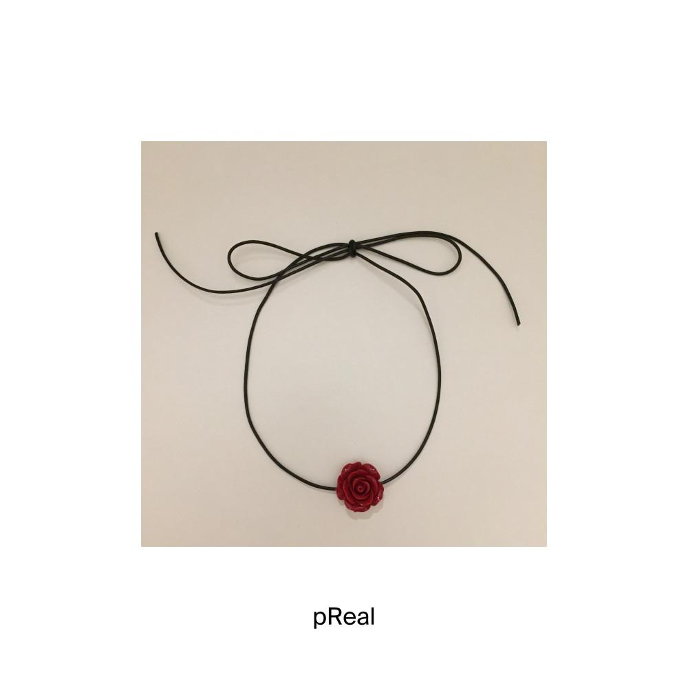 라지 레드 장미 목걸이_Large Red Rose Necklace. (25mm)