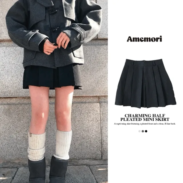 [플리츠SK/속바지내장] 차밍 하프 플리츠 미니스커트 SK