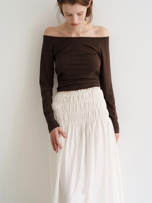 SMOKE FLARE LONG SKIRT_IVORY_OF1C2XSK04IVY