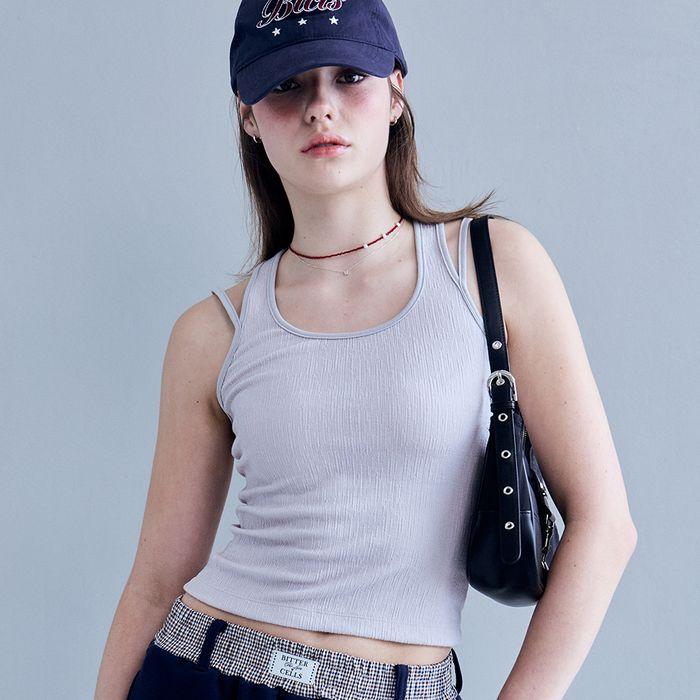 Double Strep Sleeveless-Light Grey