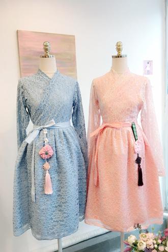 [princess collection]레이스 한복 원피스 (5color) 살구색 재입고