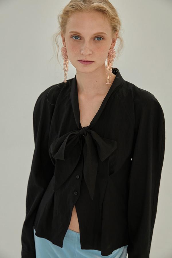 tie raglan blouse_black