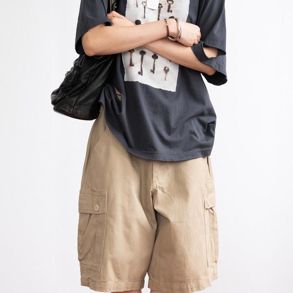 Vintage Cargo Half Pants (Beige/2size)