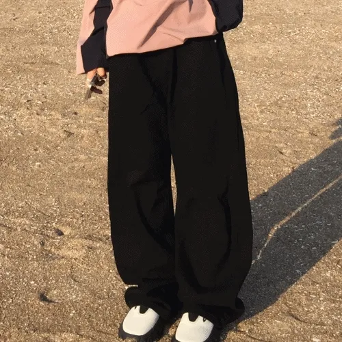 [S-XL/4color] 마일 뒷밴딩 데님 코튼 와이드팬츠