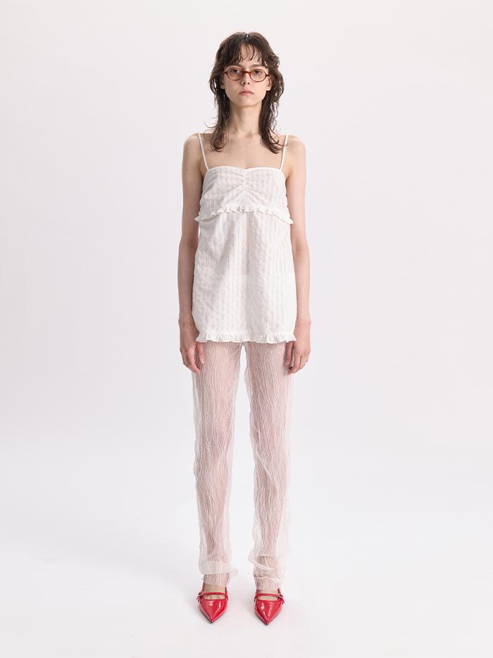 Tulle Slim Pants_White