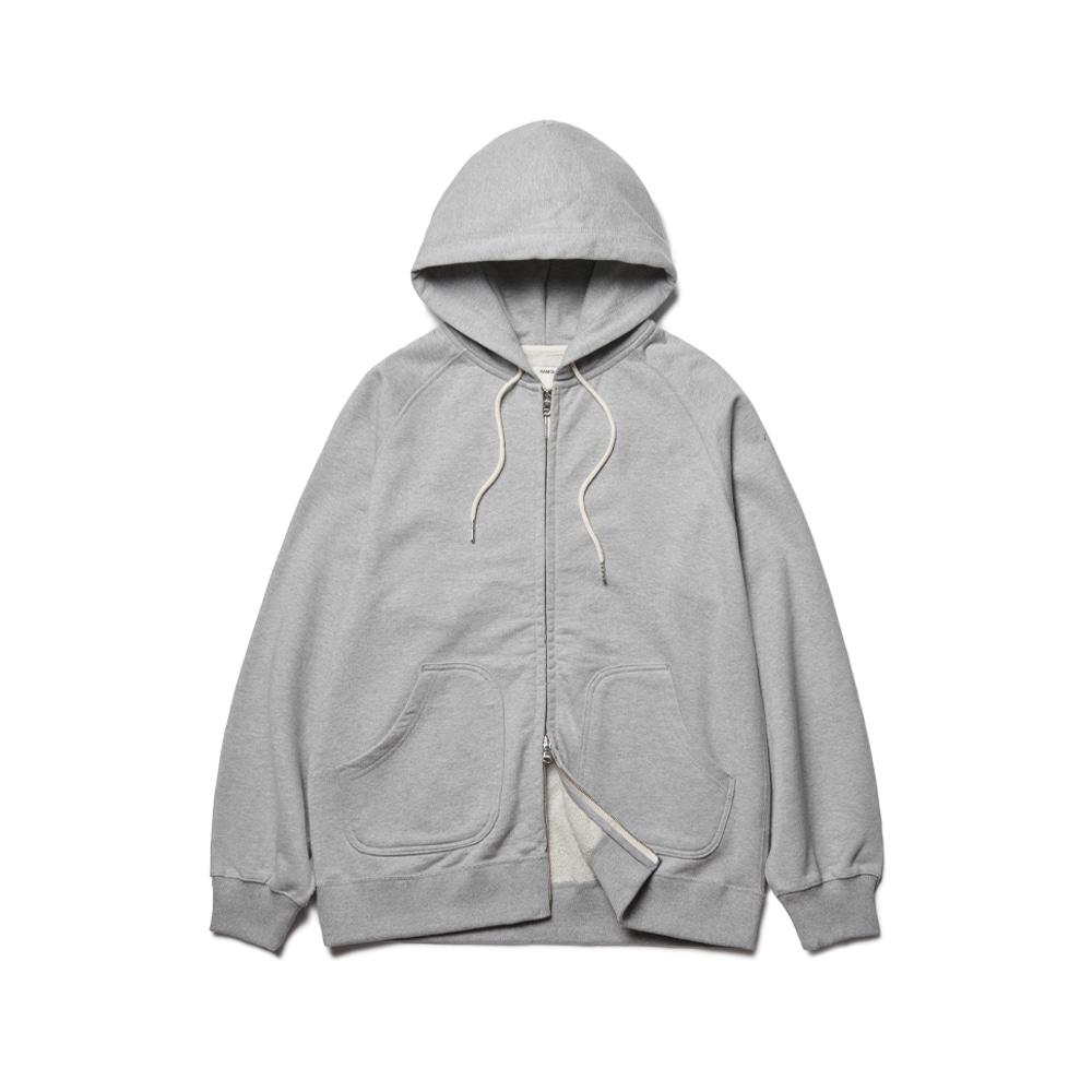Shoulder Split Zip-Up Hoodie Heather Gray