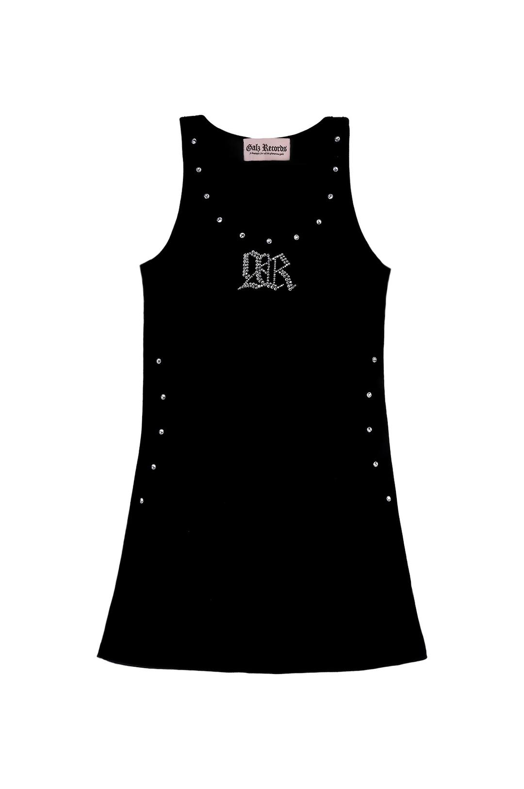 Logo rhinestone sleeveless black