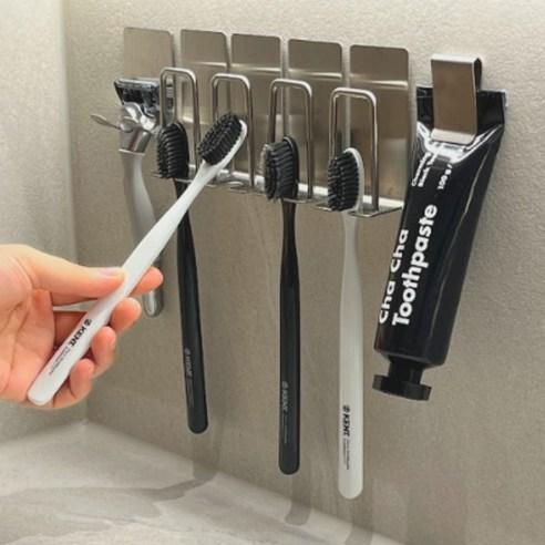 홈튜디오 [2세대] 올 스텐칫솔걸이세트 4인세트 - 양치용품 정리 | 쿠팡