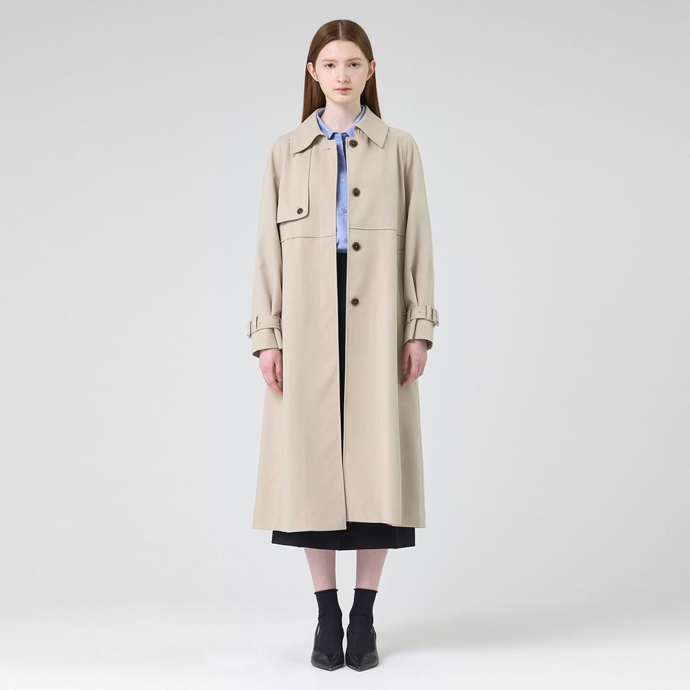 [케네스레이디] 플랩 버튼 싱글카라 트렌치코트 EWTCNB0200