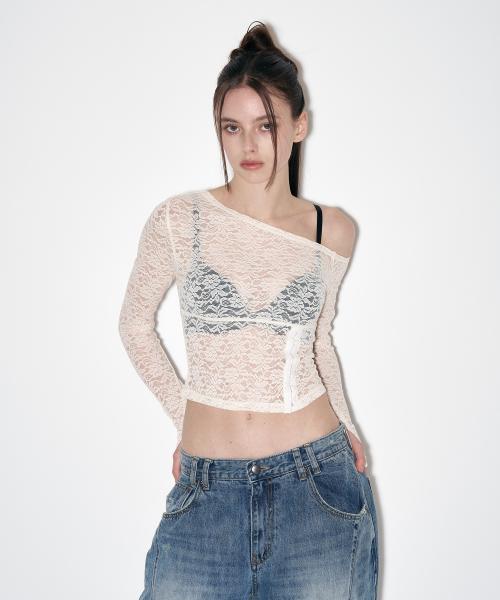 Eva Lace Corset Long Sleeve Top (Vanilla)