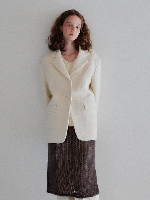 크럼블 싱글 울 블레이져_Cream