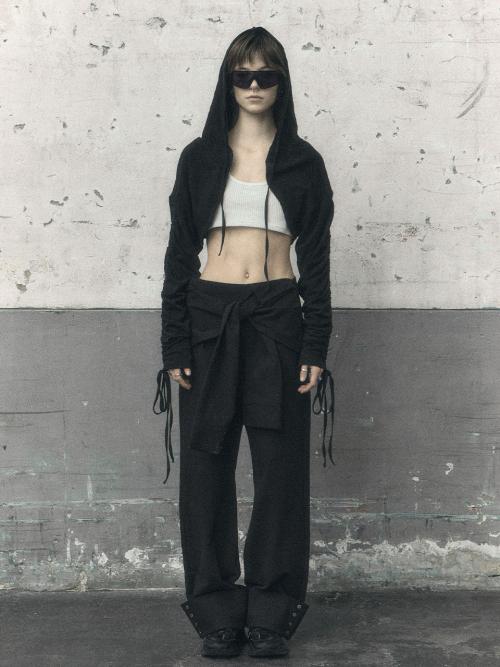 보헤미안 서울(BOHEMSEO)  LINEN SHIRRING HOOD BOLERO JACKET, BLACK - 사이즈 & 후기 | 무신사