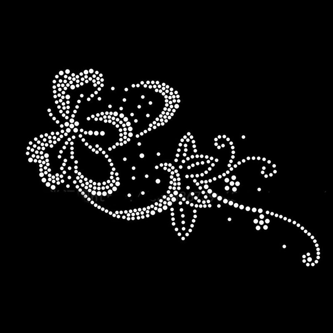 Flower Rhinestone Transfer, Iron on hot fix, Rhinestone Transfer Bling Hot Fix Iron on Patch Motif Design Transfer, Crystal Bling Motif, Z28